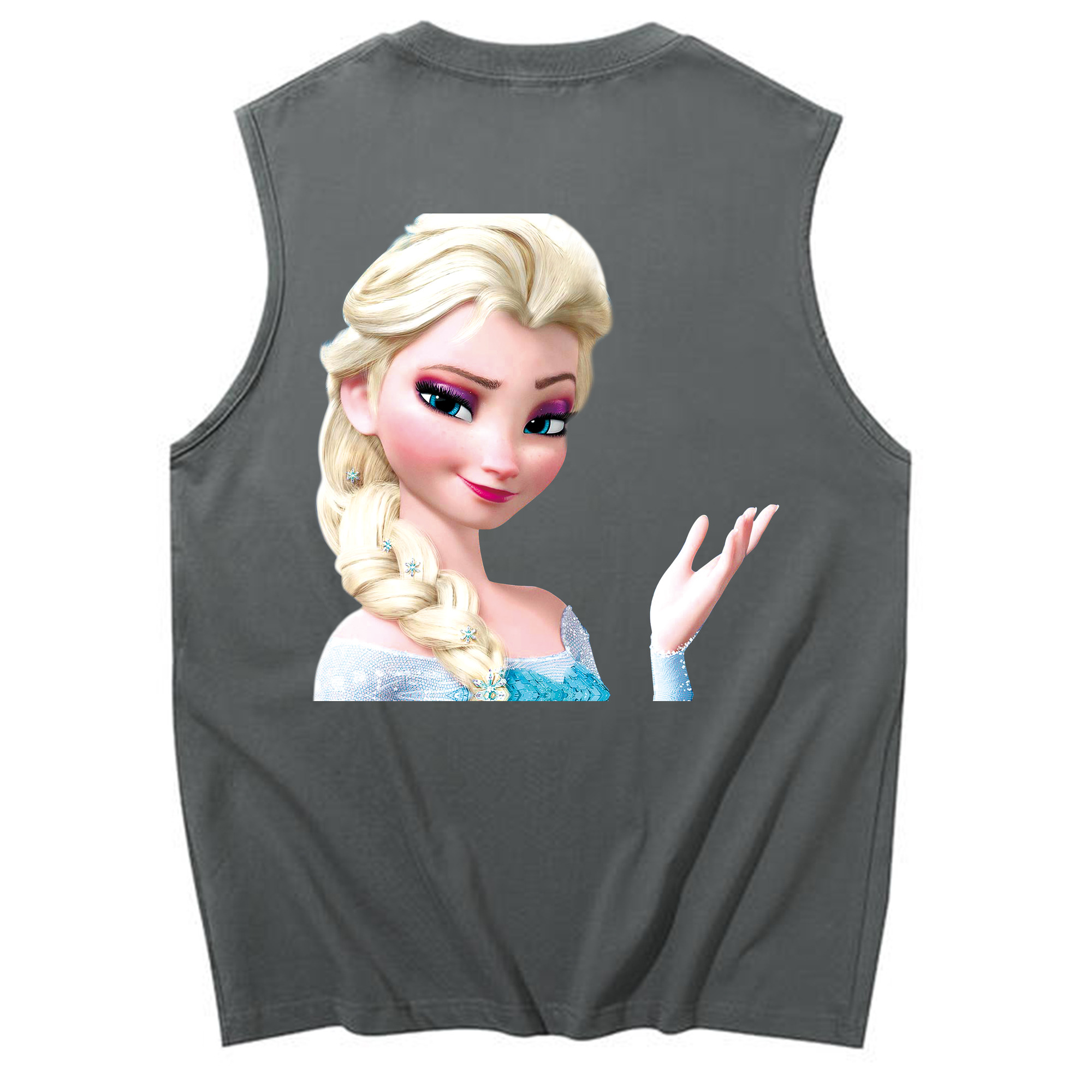 （画像用） アナと雪の女王 アンナ エルサ Frozen Anna Elsa コットン100％タンクトップ（背面プリント）